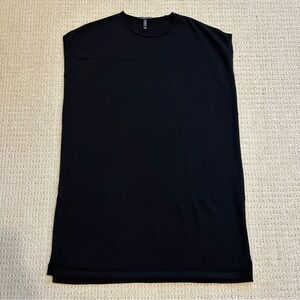 Eileen Fisher Black Sleeveless Midi Casual Dress 100% Extra Fine Merino Wool